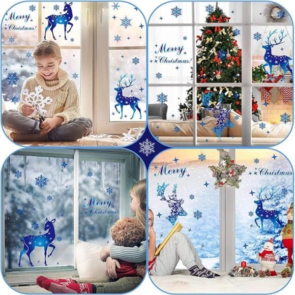 273 Pcs Reindeer Elk Snowflake Window Decals Static Stickers for Glass - Picture 7 of 7